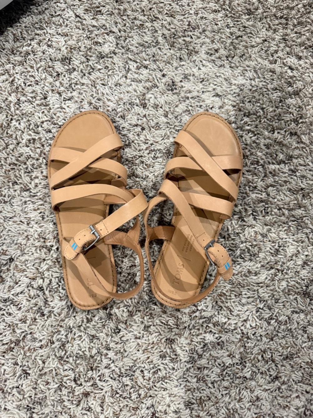 Women's Tan Strappy Leather Sandals Tom’s